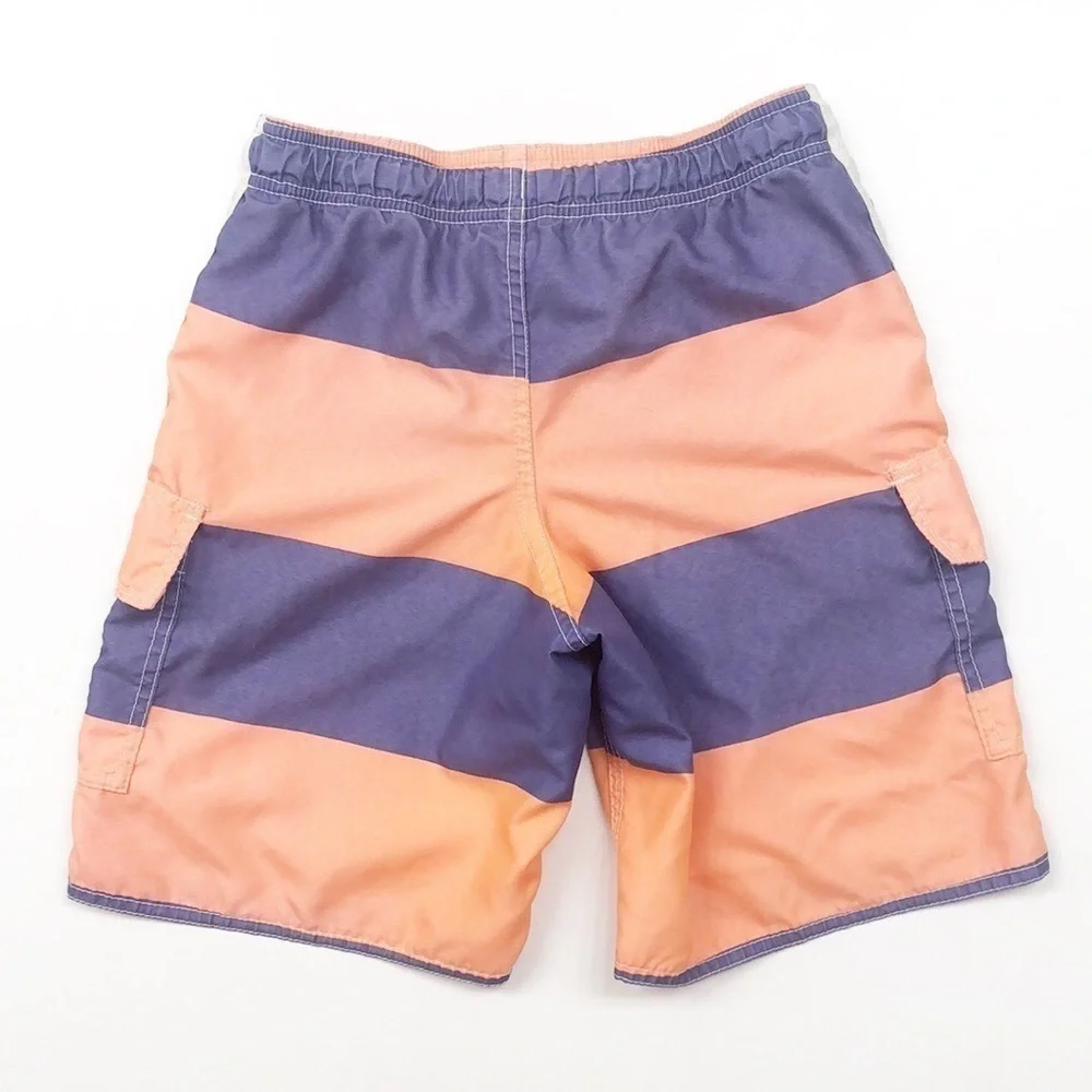 Old Navy orange/blue striped little boys swim trunks